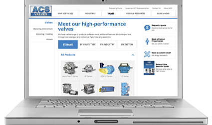 ACS Valves Website on Laptop