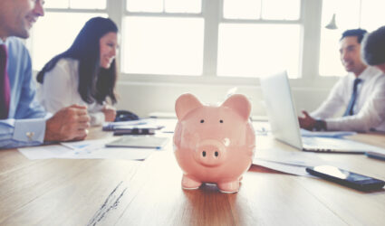 Piggy Bank on Conference Table