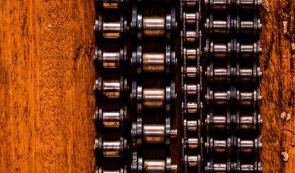 Close-up of a drive chain, part of a healthy rotary valve