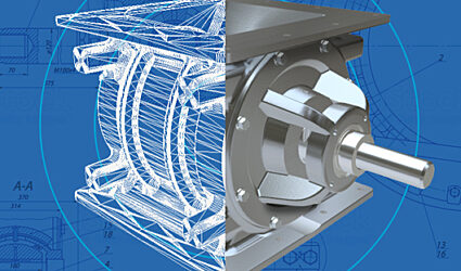 3D framework of a CI Series rotary airlock valve by ACS Valves