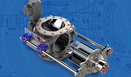 Quick-Clean rotary airlock valve on rail system by ACS Valves