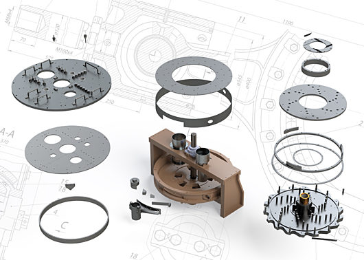 ACS Mixers gypsum pin mixer taken apart view